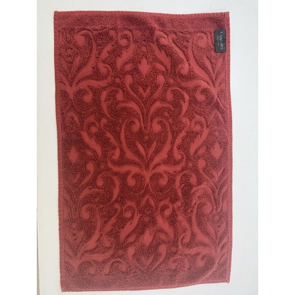 Carrara Red Toned Sculpted Hand Towel Italy 100% Cotton Approx 15.5”x24” damask - Picture 3 of 6